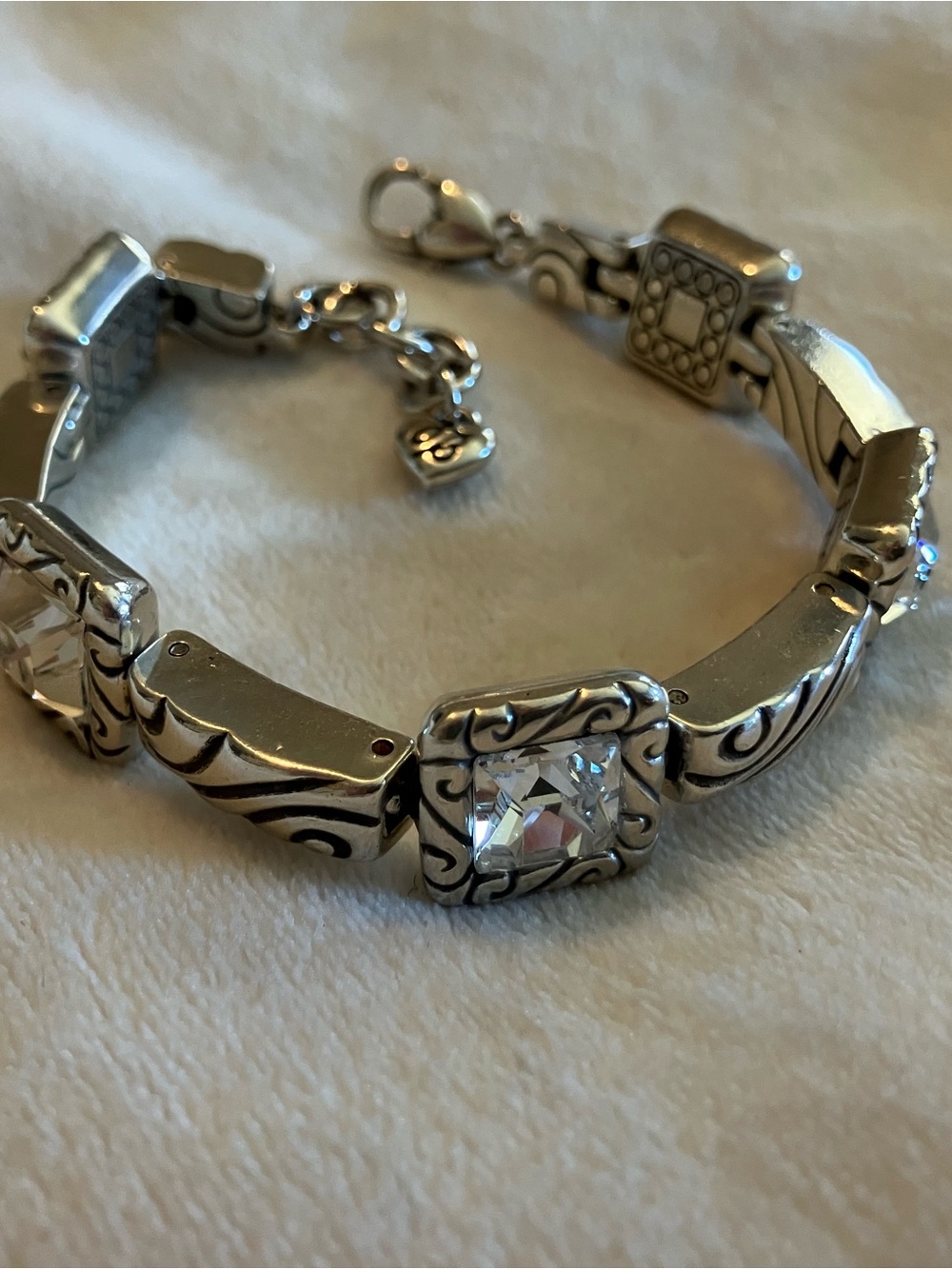 Brighton Silver-Tone Bracelet with Clear Crystal Squares